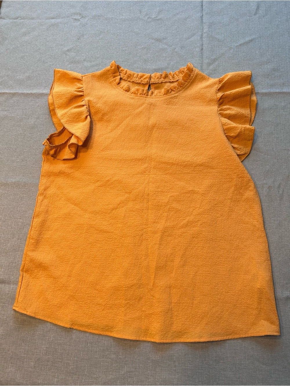 SHEIN Ruffle Sleeve Blouse in Mustard